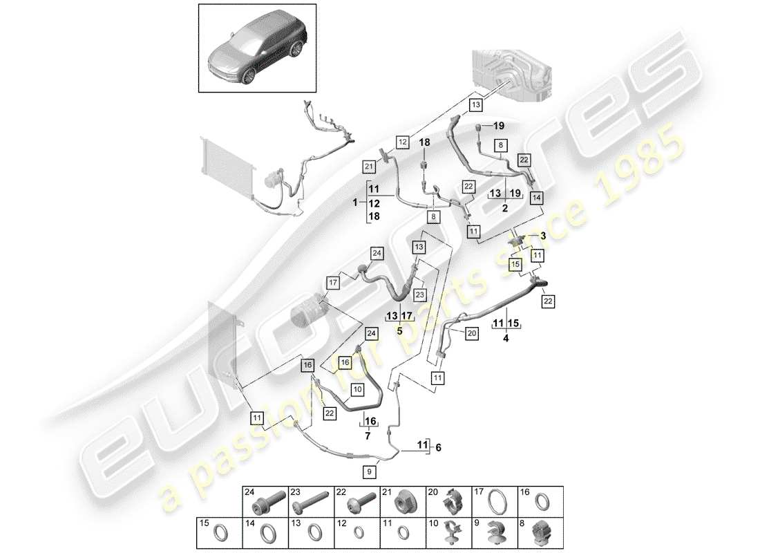 porsche 2020 (cayenne e3 9ya/9yb) aire acondicionado diagrama de piezas