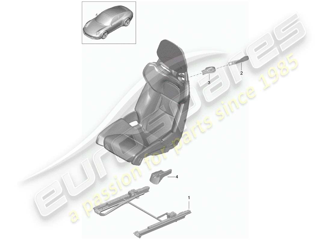 porsche 2014 (981 boxster) asiento diagrama de piezas