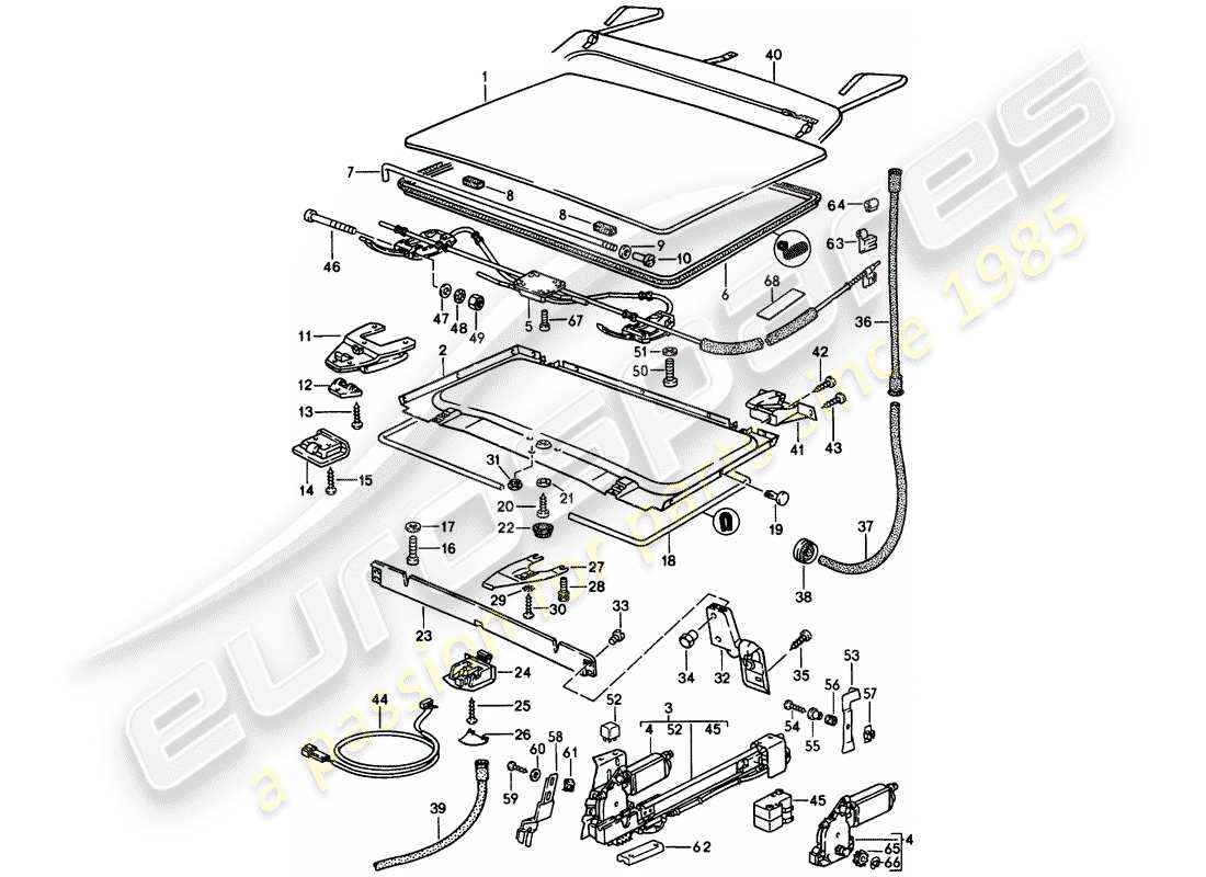porsche 1982 (944) techo elevable - d - mj 1984>> diagrama de piezas