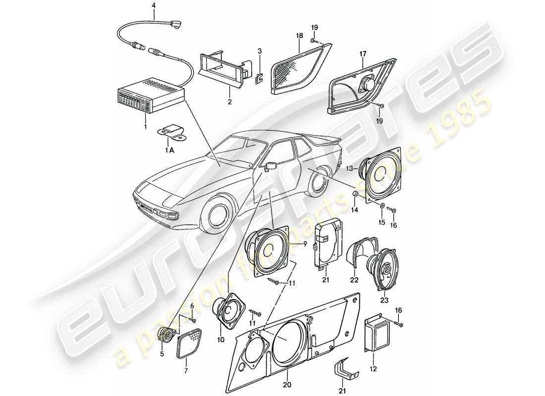 porsche 1989 (944) para - sistema de sonido diagrama de piezas