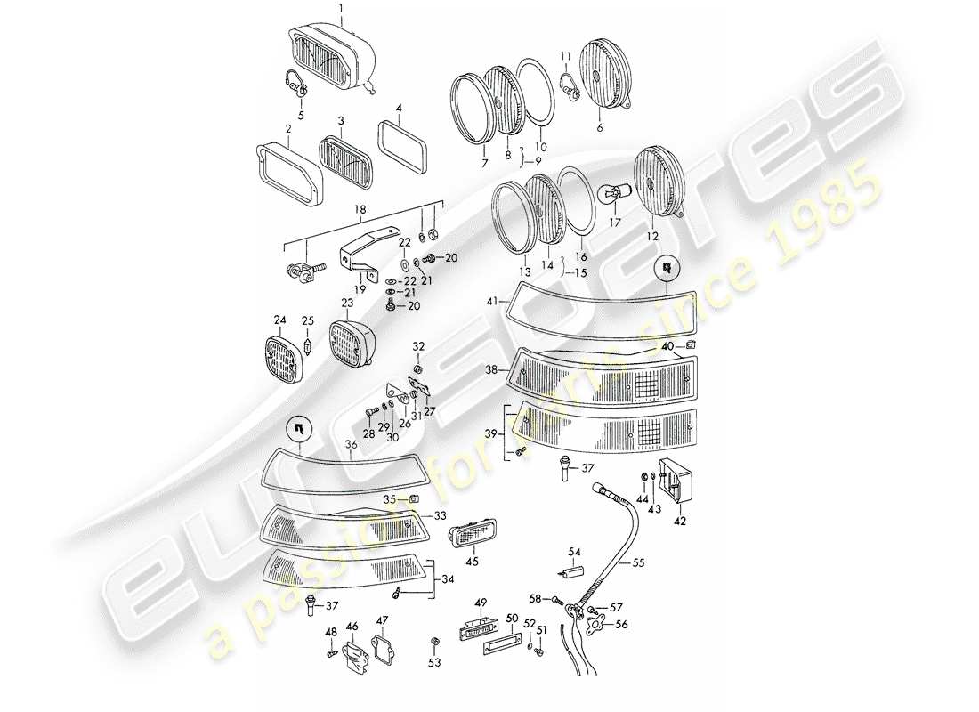 porsche 1966 (911/912) diagrama de piezas de iluminación