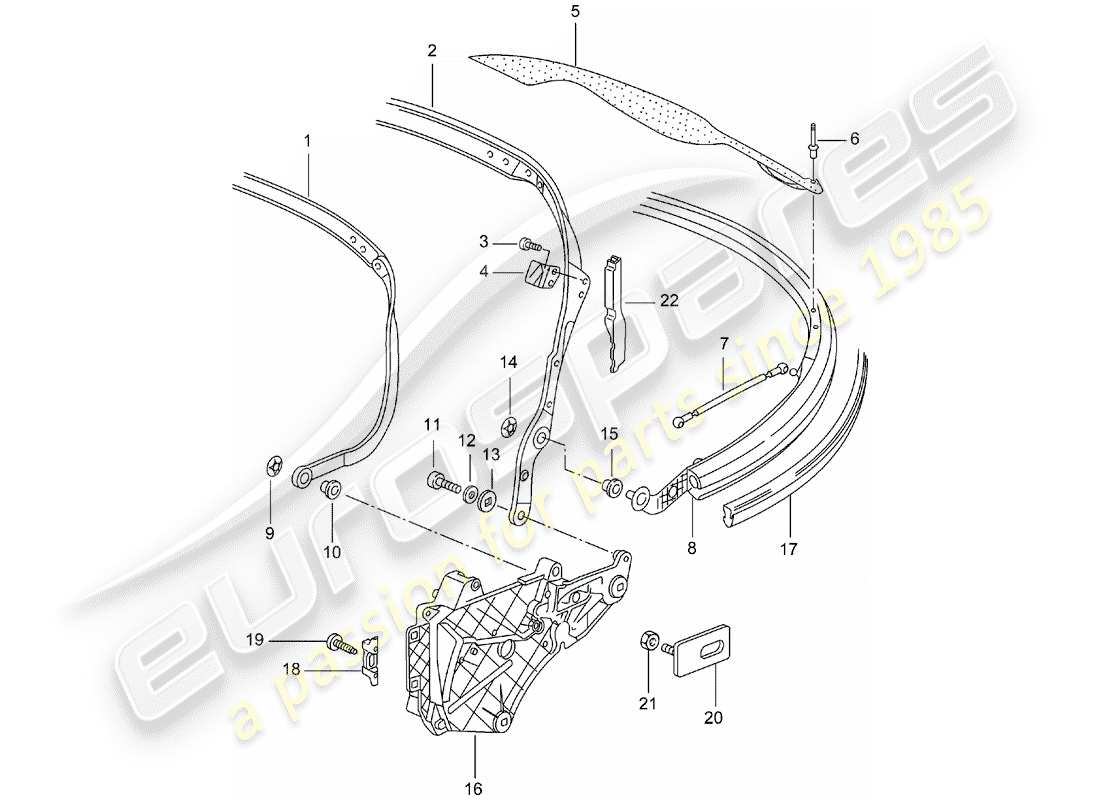 porsche 1999 (996) marco superior - piezas individuales diagrama de piezas