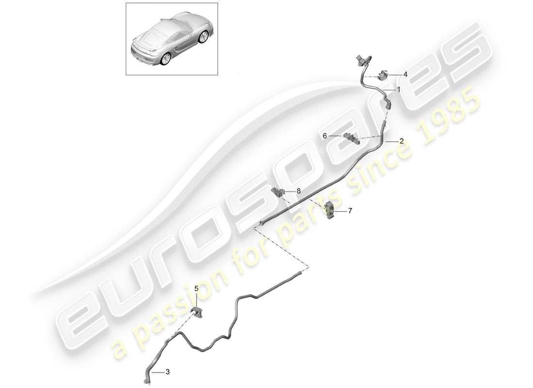 porsche 2016 (981 cayman gt4) línea de vacío diagrama de piezas