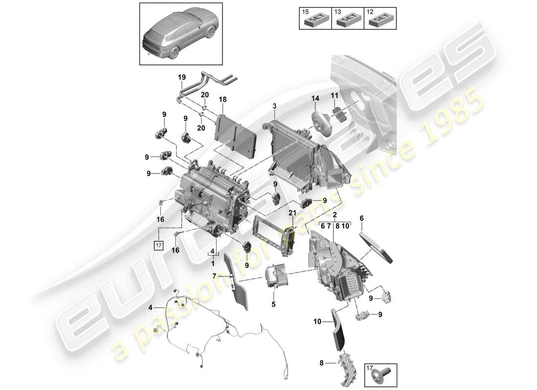 porsche cayenne e3 (2018) diagrama de piezas del aire acondicionado