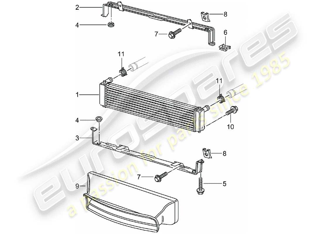 porsche 2003 (996 gt3) diagrama de piezas del radiador