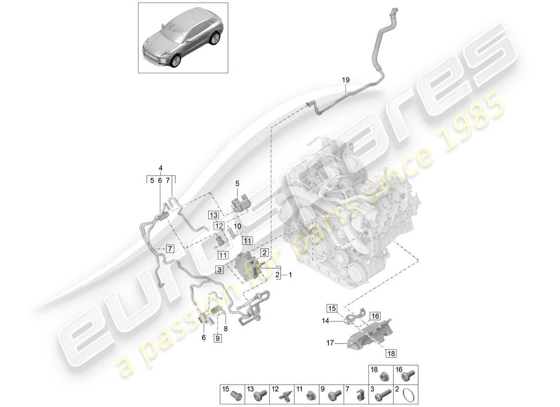 porsche 2019 (macan) sistema de vacío diagrama de piezas