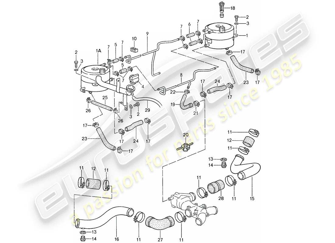 porsche 1987 (959) refrigeración por agua 2 diagrama de piezas