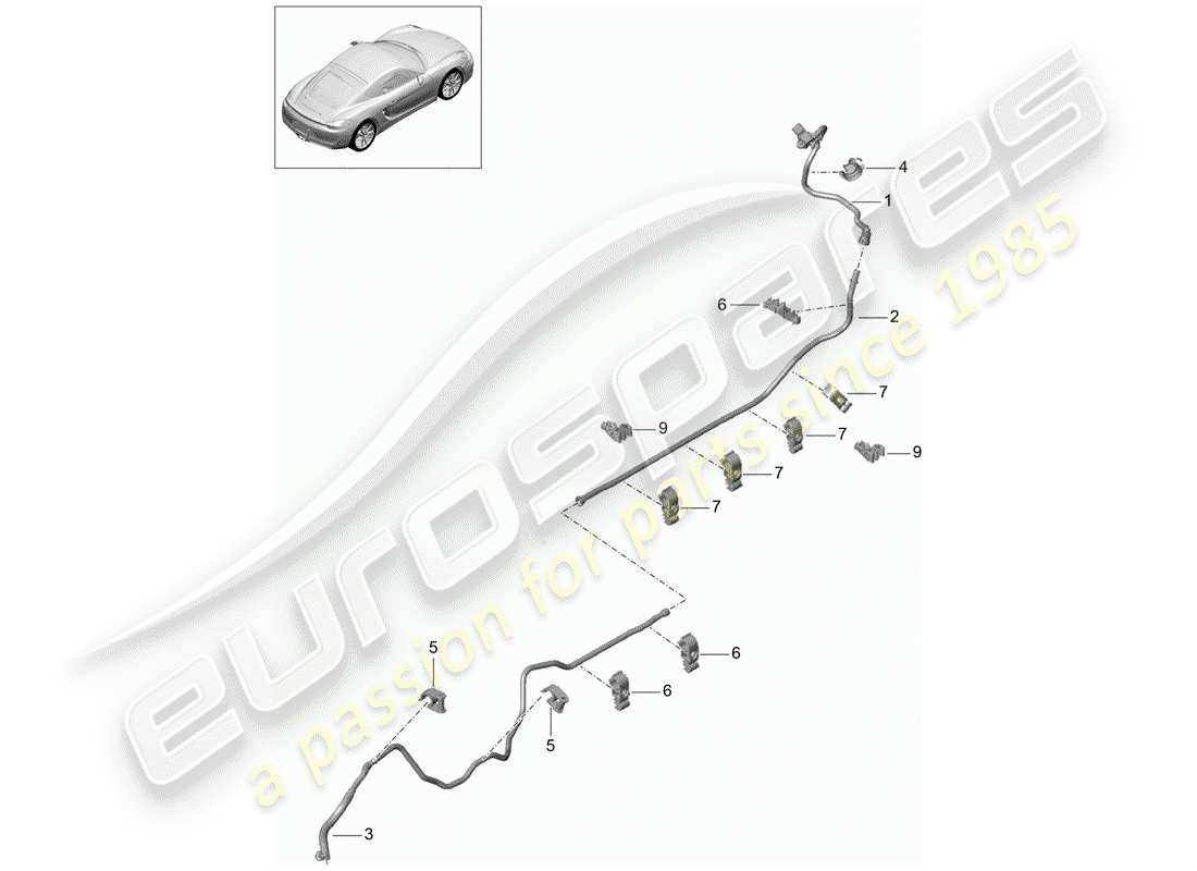 porsche 2014 (981 cayman) línea de vacío diagrama de piezas