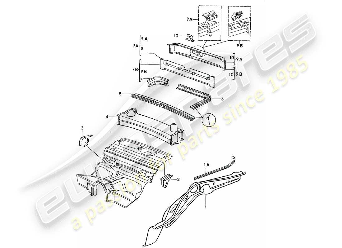 porsche 1994 (964) diagrama de piezas del marco