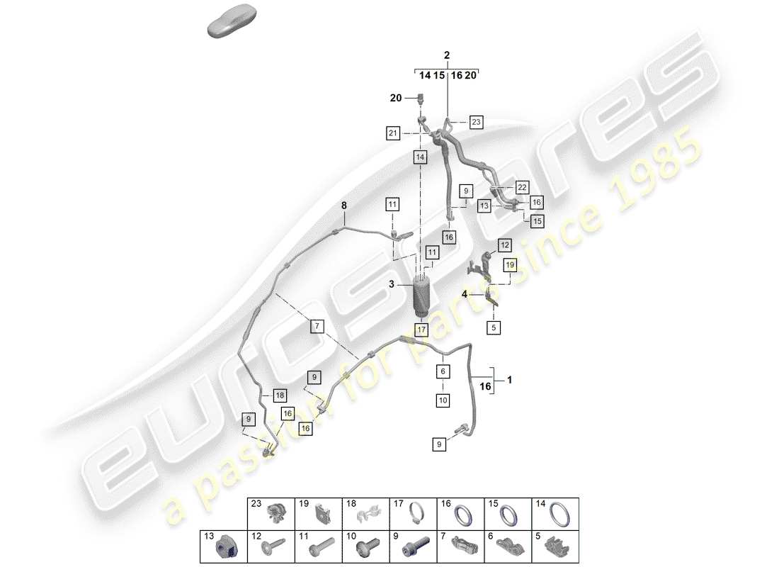porsche 2020 (718 boxster spyder) aire acondicionado diagrama de piezas
