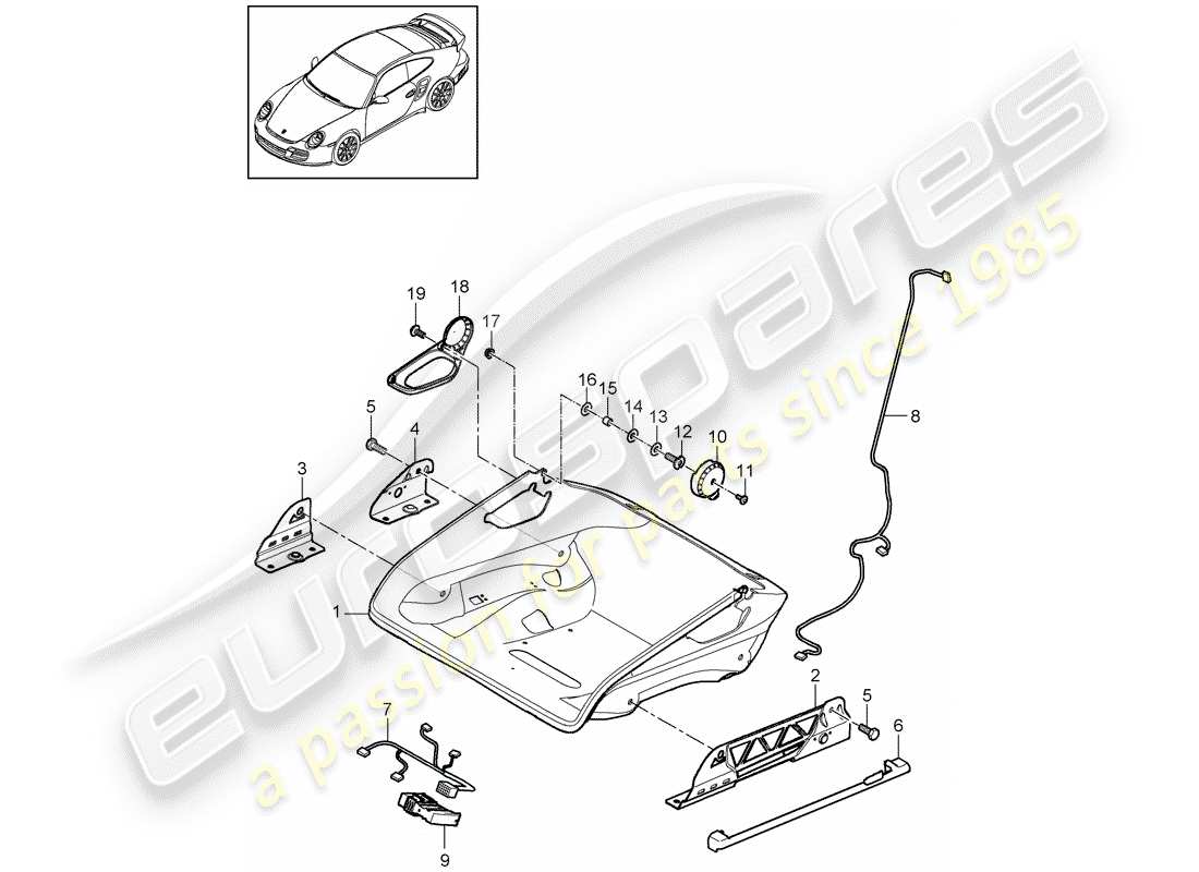 porsche 911 t/gt2rs (2011) diagrama de piezas de seat