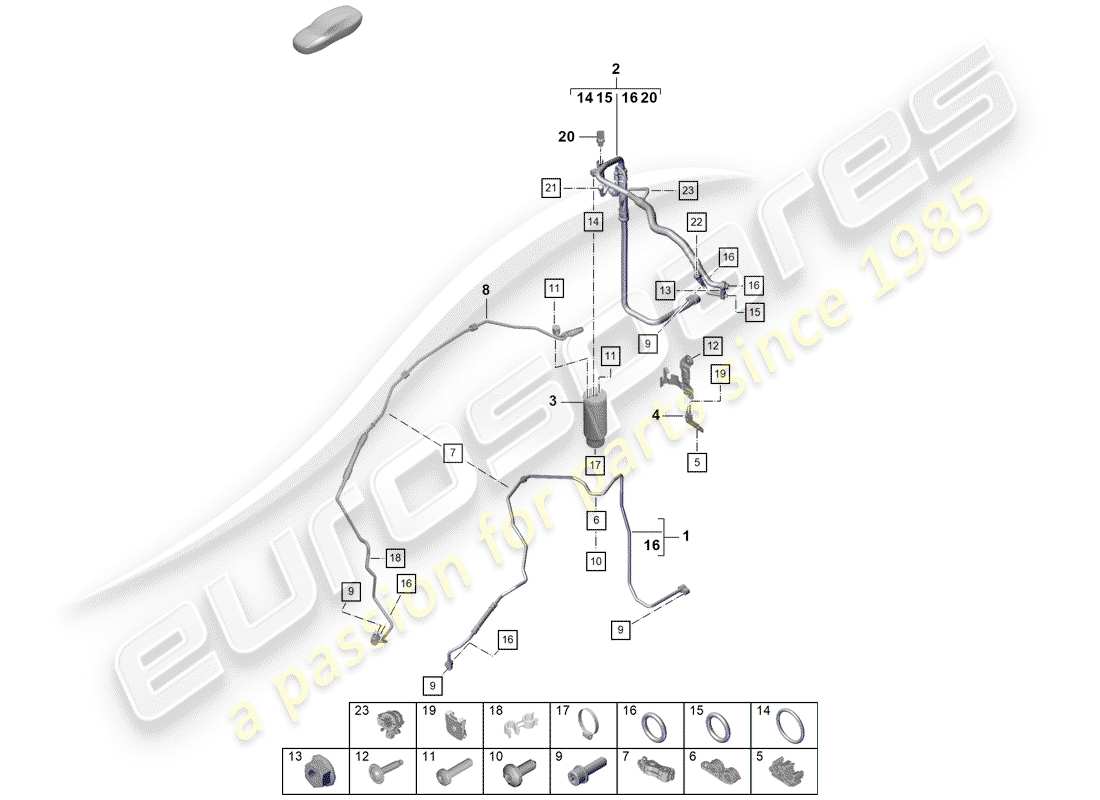 porsche 2019 (718 boxster spyder) aire acondicionado diagrama de piezas