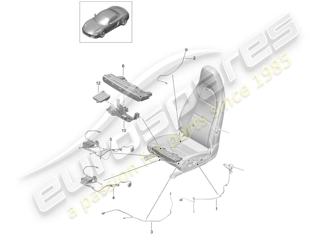 porsche 2012 (981 boxster) arneses de cableado diagrama de piezas