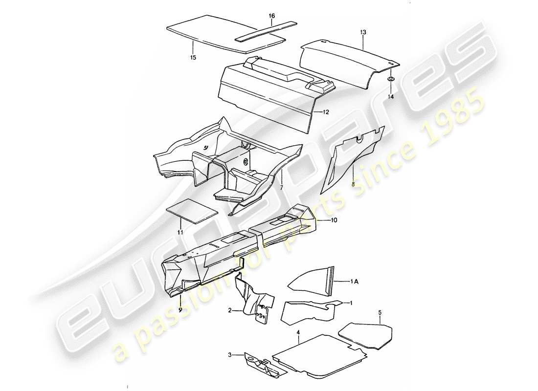 porsche 1990 (964) carcasa del cuerpo - absorbentes de sonido diagrama de piezas