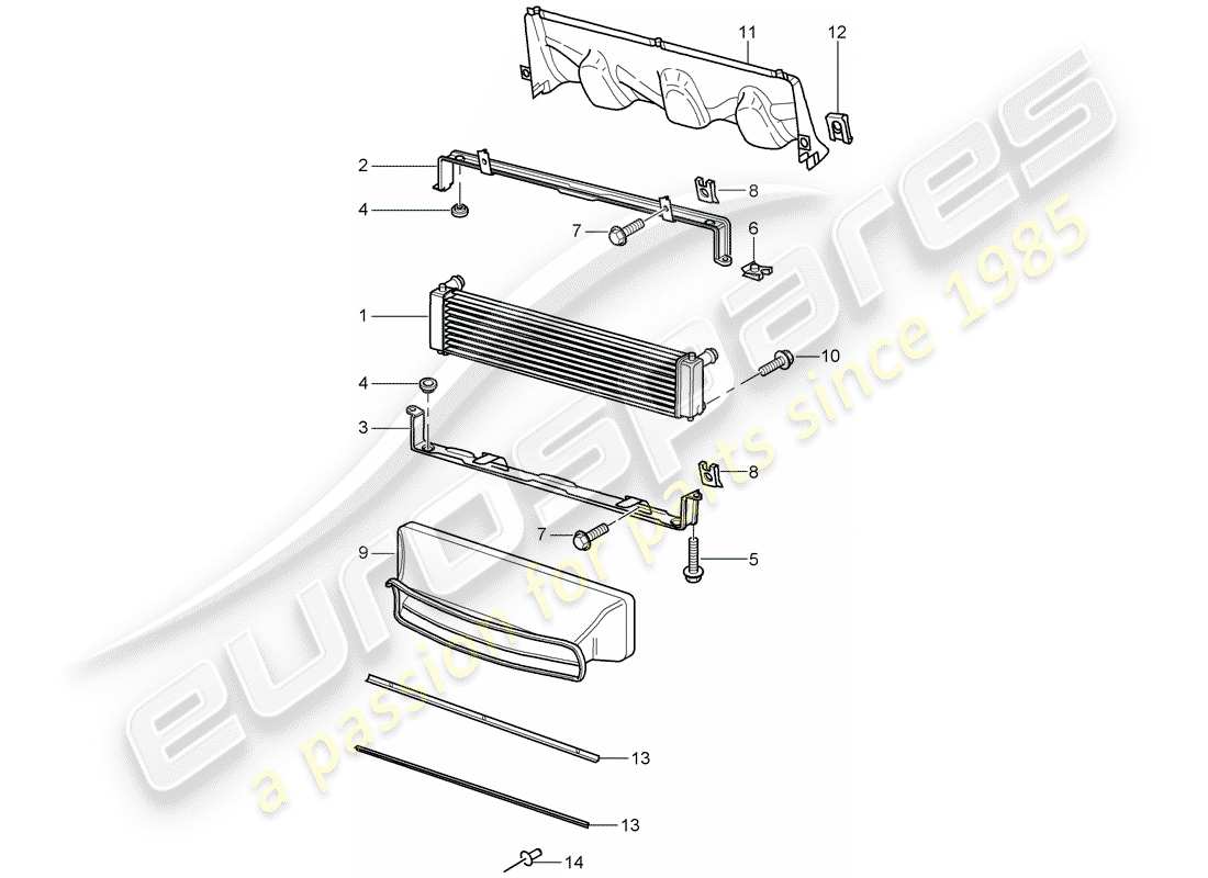 porsche 2000 (996) diagrama de piezas del radiador