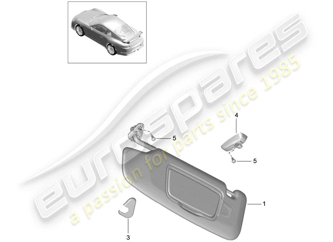 porsche 2017 (991-2 r/gt3/rs) diagrama de piezas de las visores sun