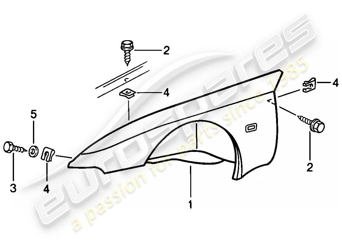 porsche 1982 (944) diagrama de piezas del guardabarros
