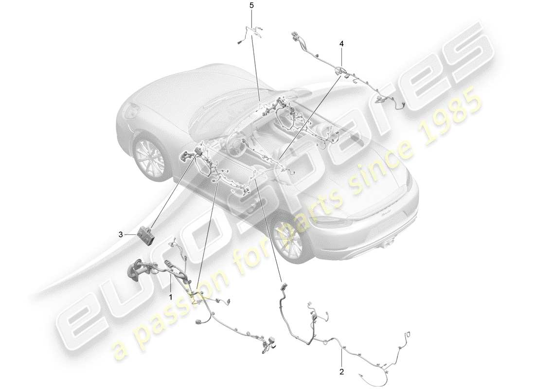 porsche 2019 (718 boxster) cableando arneses diagrama de piezas