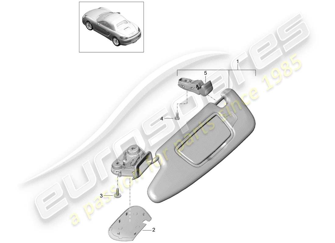 porsche 2013 (981 boxster) sun vizors diagrama de piezas