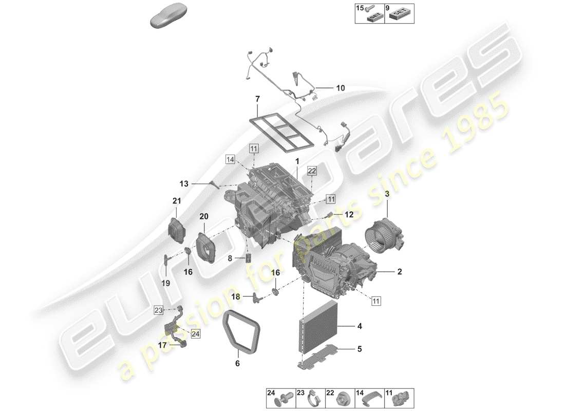 porsche 992 (2019) aire acondicionado diagrama de piezas