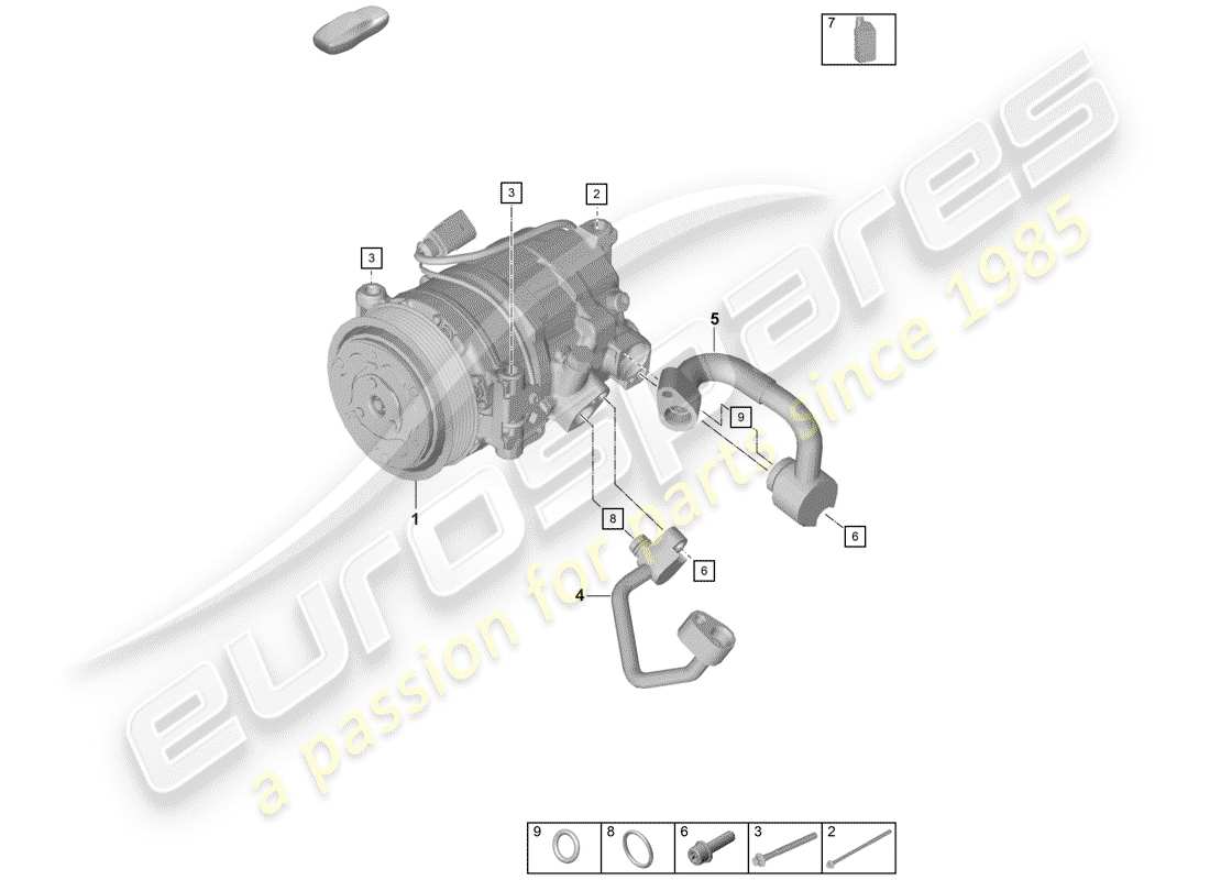 porsche 2020 (718 boxster spyder) diagrama de piezas del compresor
