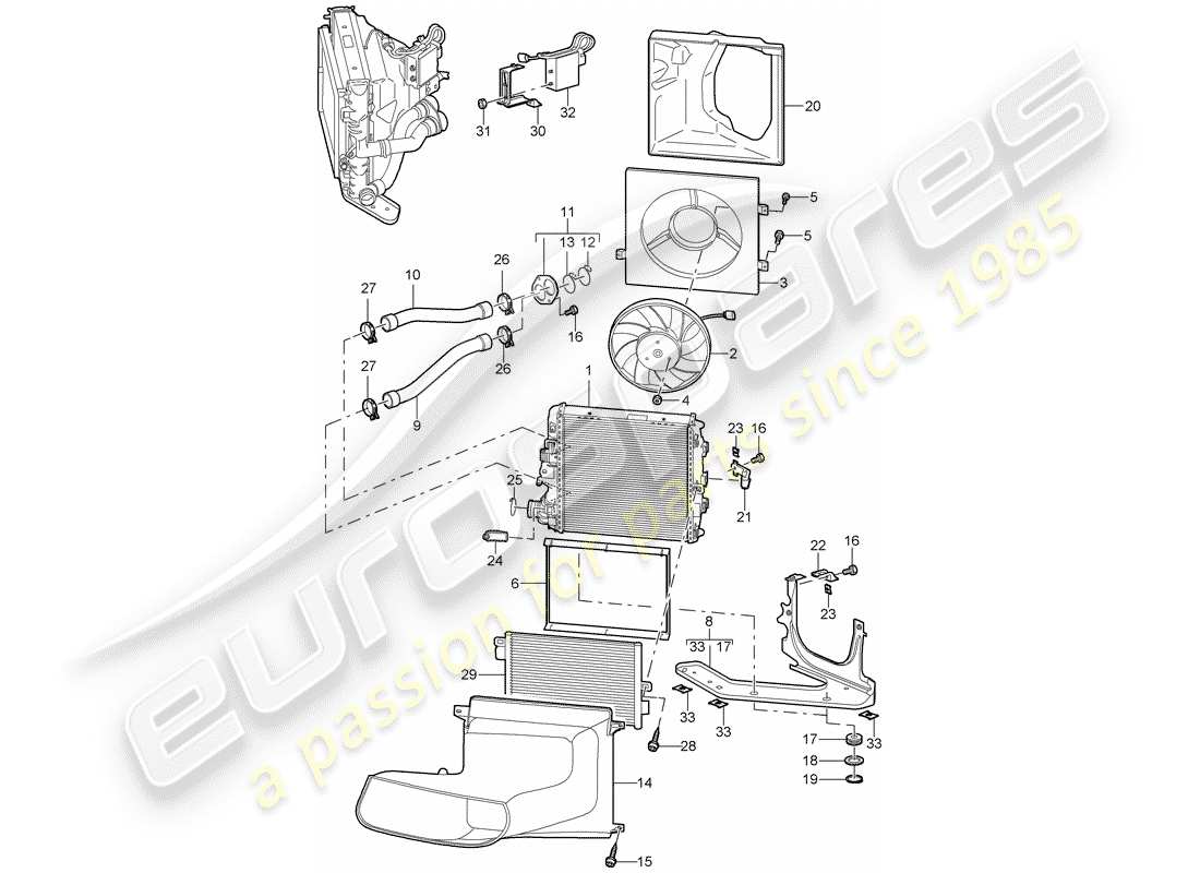 porsche 2011 (997-2 gt3) refrigeración por agua 3 diagrama de piezas