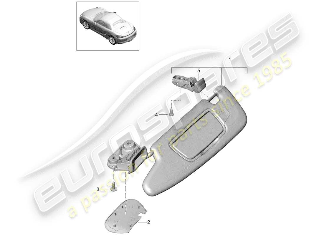 porsche 2014 (981 boxster) sun vizors diagrama de piezas