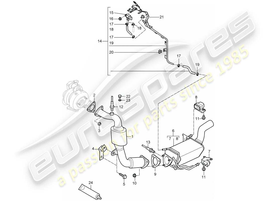 porsche 2009 (cayenne e1 9pa) sistema de escape diagrama de piezas