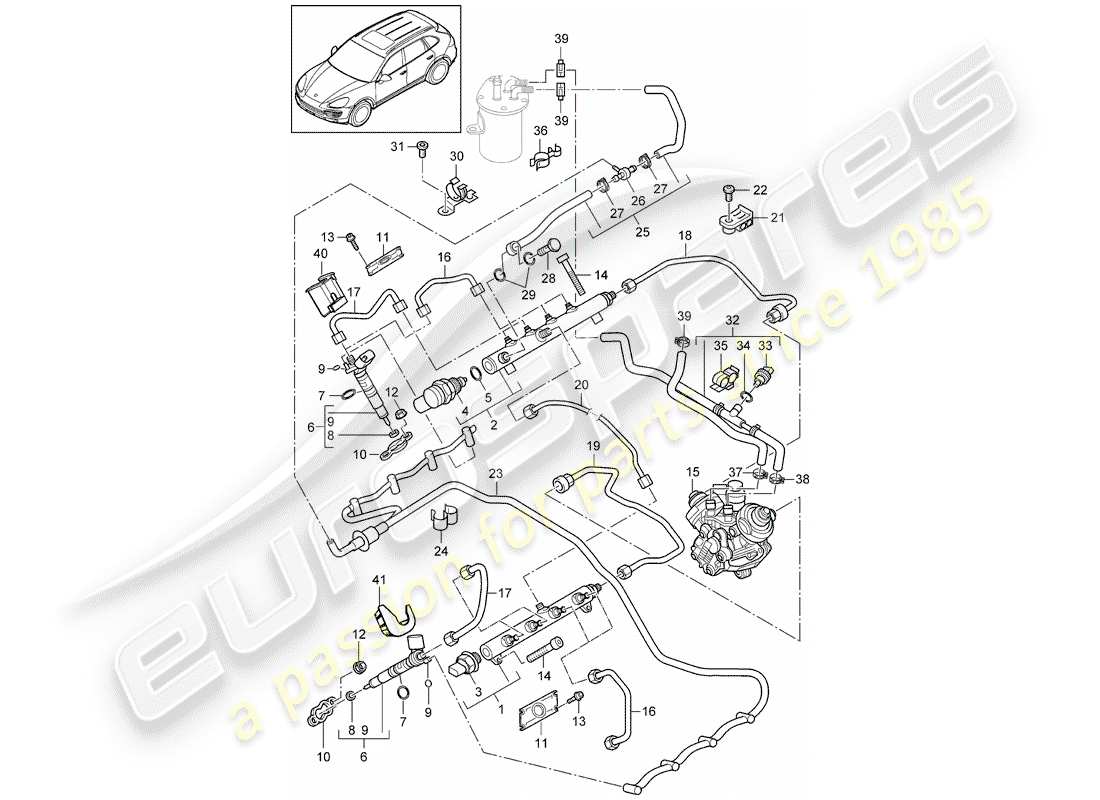 porsche cayenne e2 (2013) diagrama de piezas del tubo de recogida de combustible