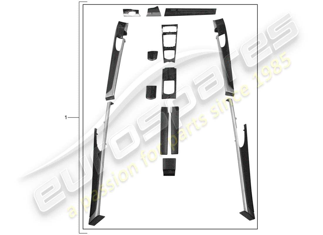 porsche 2012 (tequipment panamera) 1 establecer molduras de acabado para diagrama de piezas