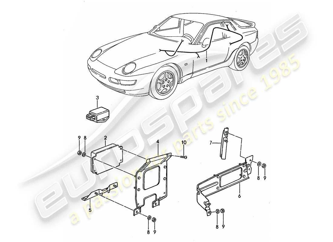 porsche 1994 (968) arneses de cableado - unidades de control - tiptronic diagrama de piezas