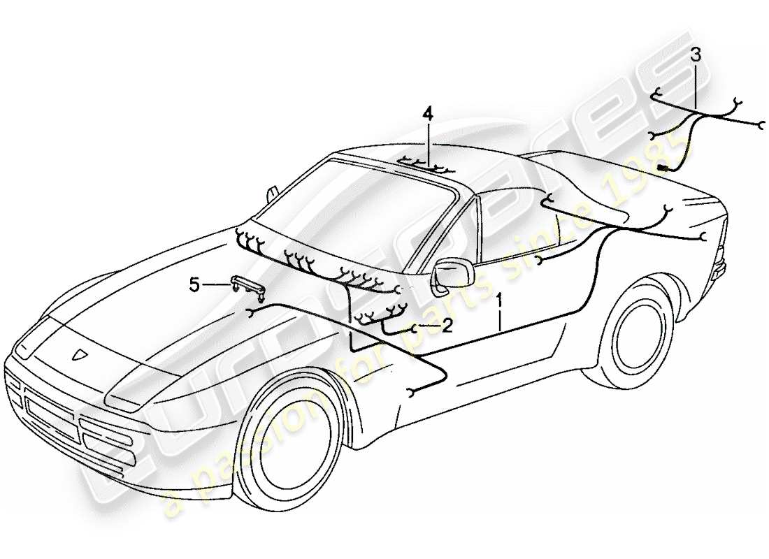 porsche 1991 (944) mazo de cables - habitáculo diagrama de piezas