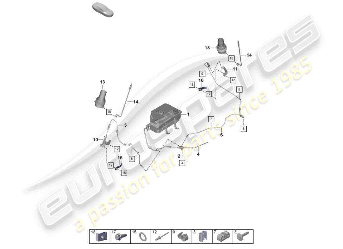 porsche 2019 (992-1) suspensión adaptativa línea hidráulica diagrama de piezas