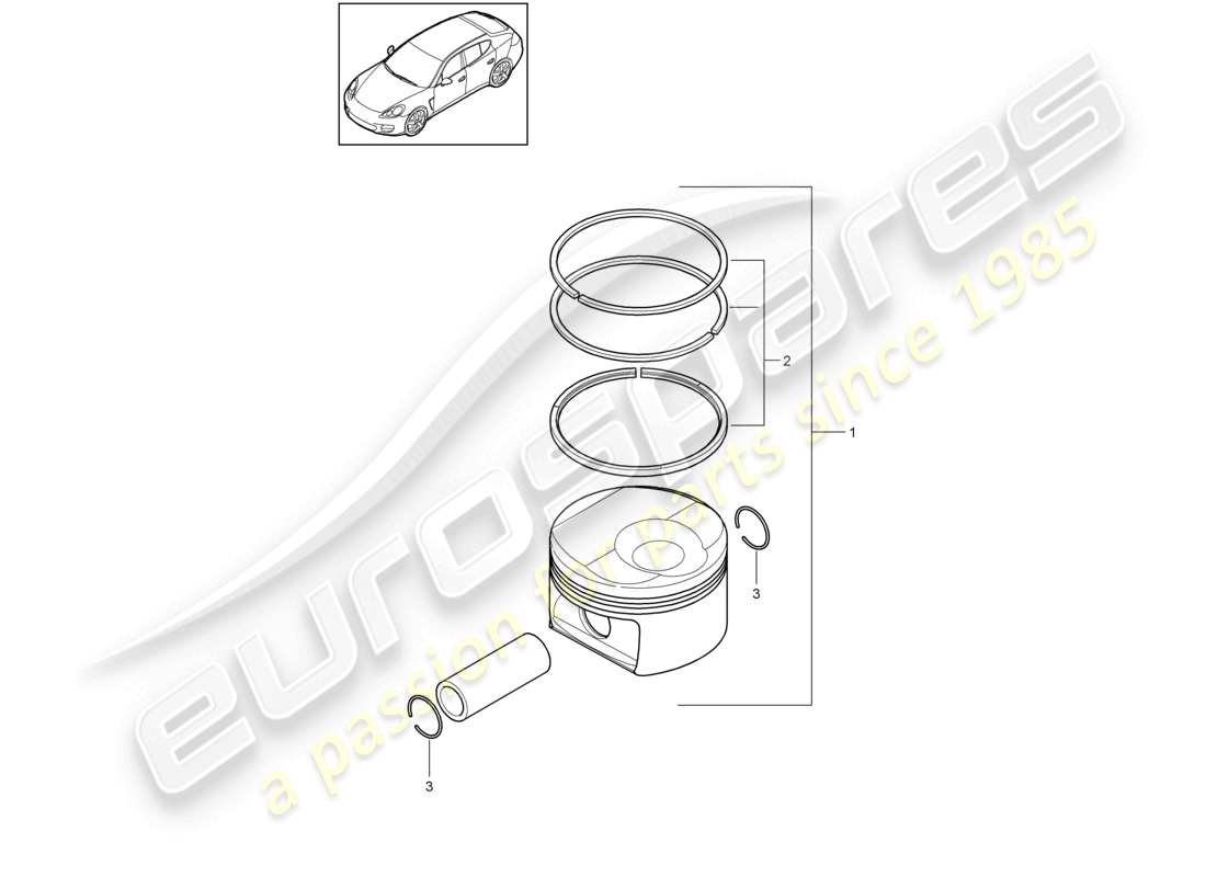 porsche 2010 (cayenne e1 9pa) juego de pistones 1: anillos de pistón diagrama de piezas