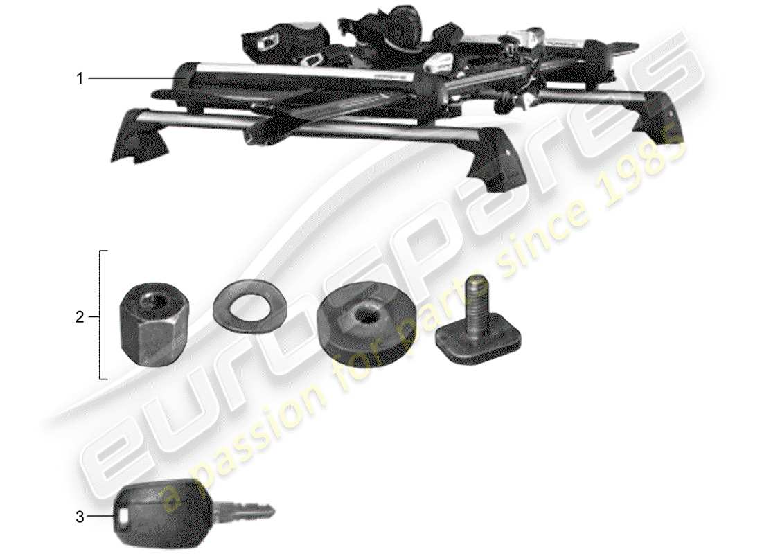 porsche 2012 (tequipment panamera) diagrama de piezas del soporte de esquí