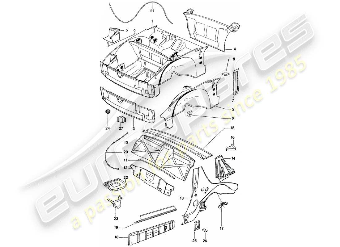 porsche 1972 (914) panel interior diagrama de piezas