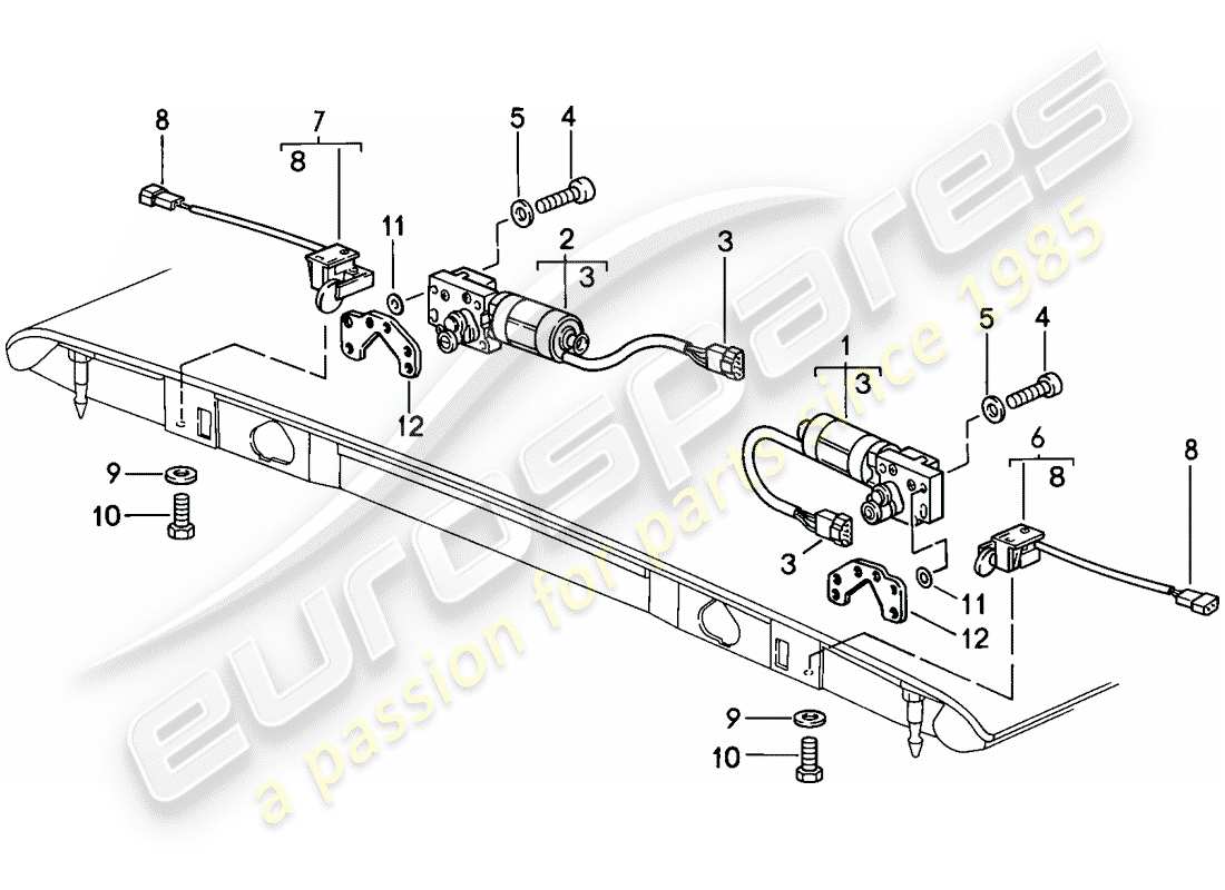 porsche 1984 (911) top convertible - enganche - ajustable eléctricamente - d - mj 1986>> diagrama de piezas