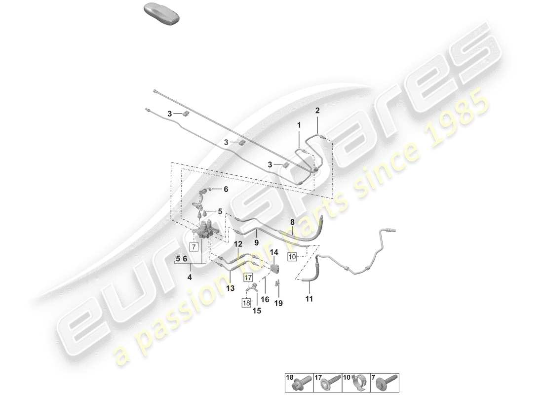 porsche 2019 (992-1) línea hidráulica diagrama de piezas