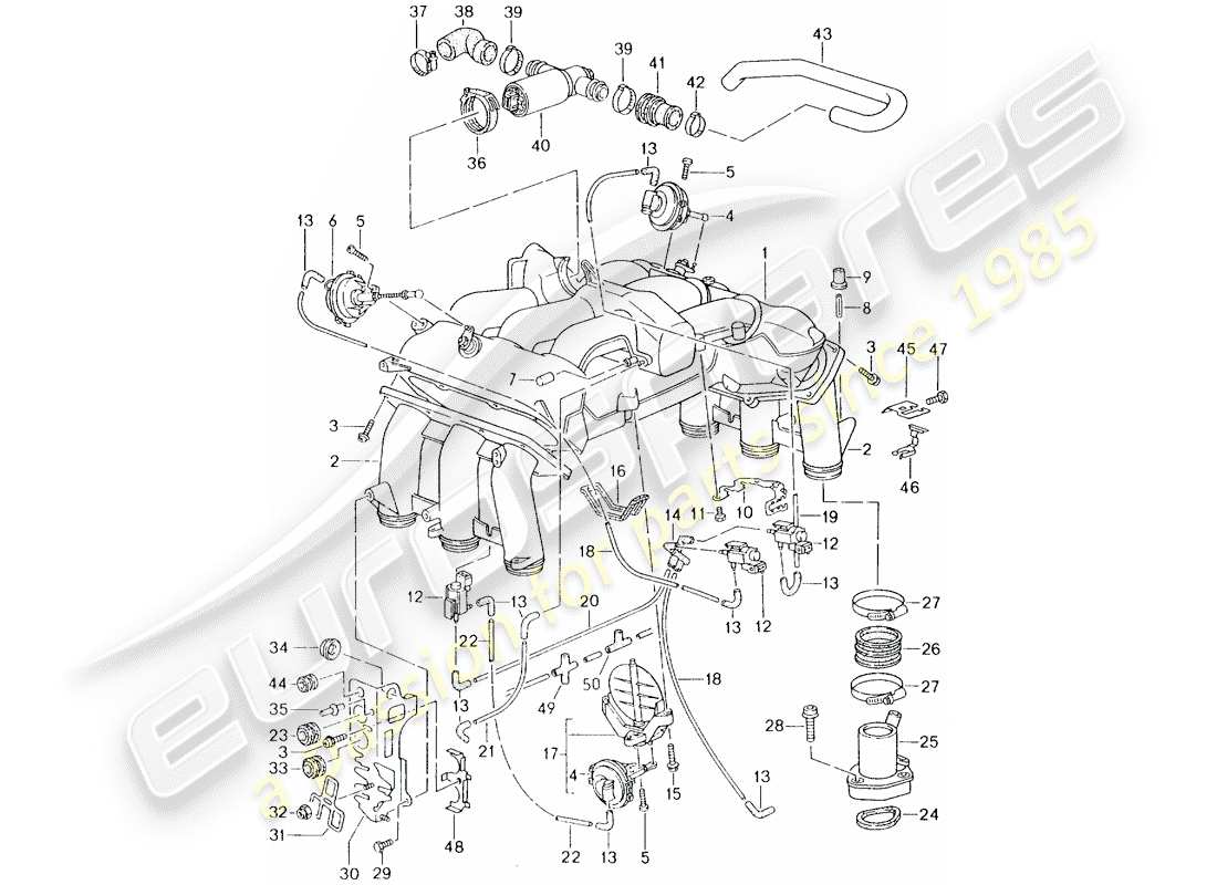 porsche 1996 (993) distribuidor de aire de admisión diagrama de piezas