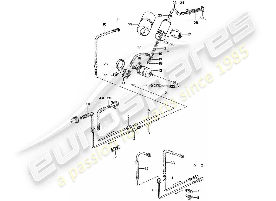 porsche 1989 (944) fuel system diagrama de piezas