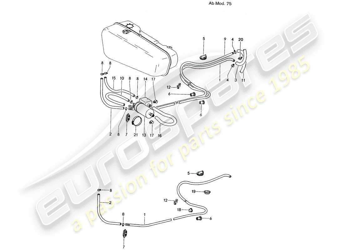 porsche 1976 (914) línea de combustible - d - mj 1975>> diagrama de piezas