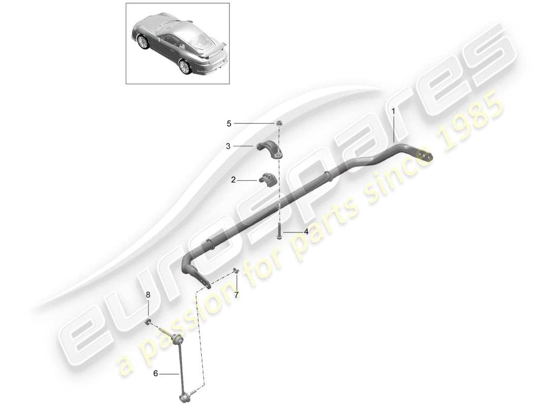 porsche 2019 (991-2 r/gt3/rs) estabilizador diagrama de piezas