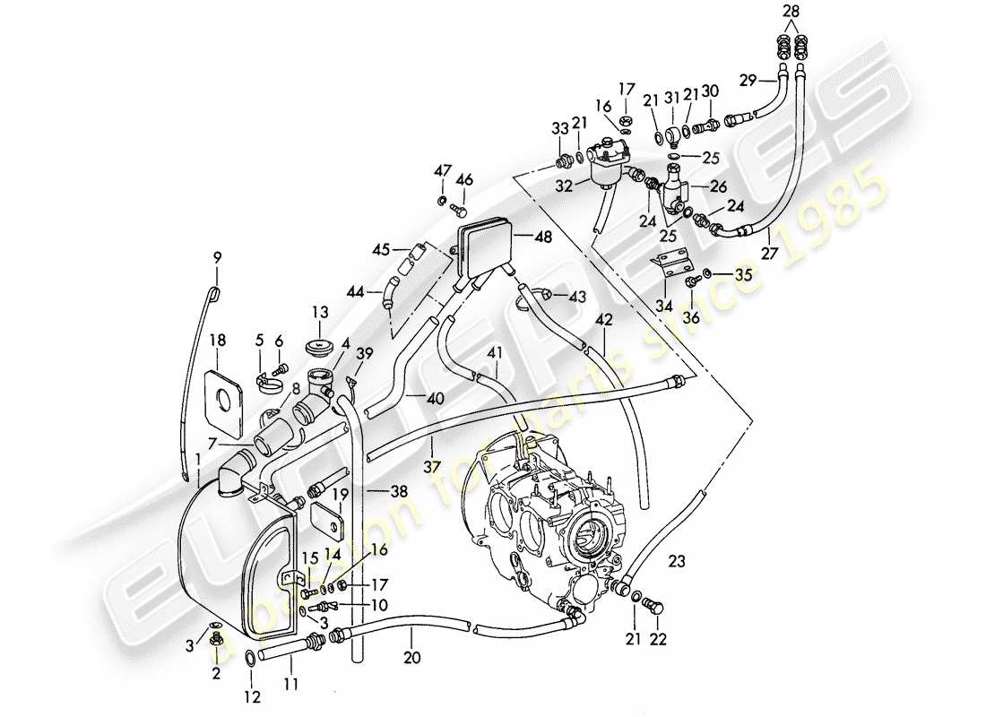 porsche 1962 (356b/356c) lubricación del motor diagrama de piezas
