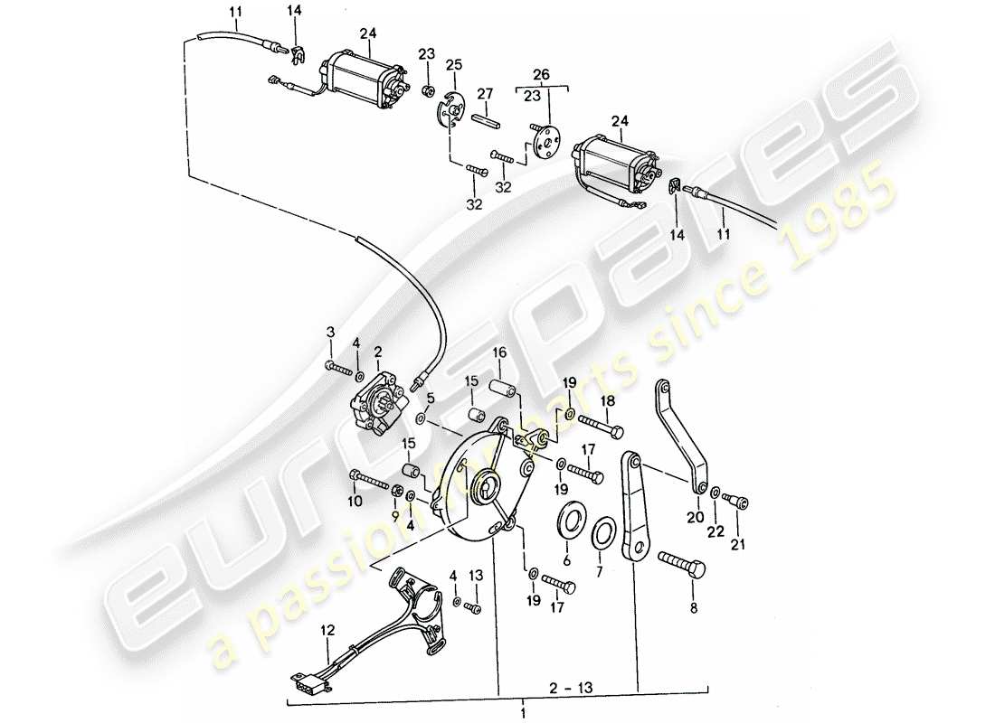 porsche 968 (1994) control superior convertible - diagrama de piezas eléctrico