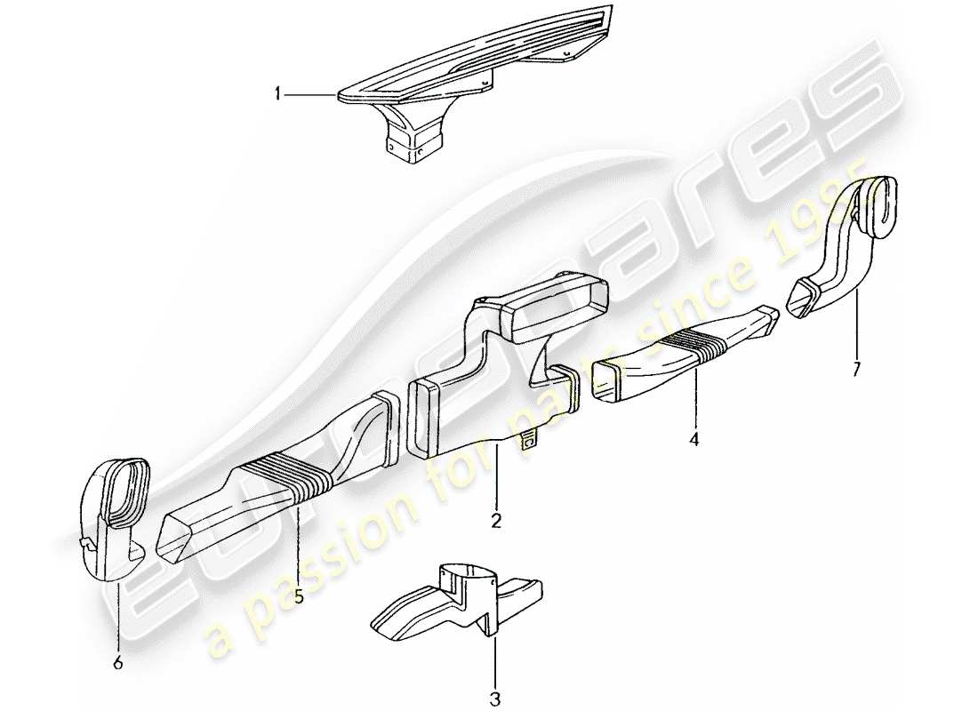 porsche 2000 (996) calentador - conducto de aire diagrama de piezas