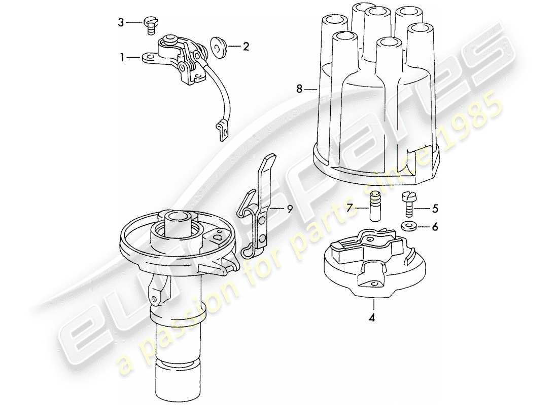 porsche 1972 (911) distribuidor - - marelli - - d >> - mj 1971 diagrama de piezas