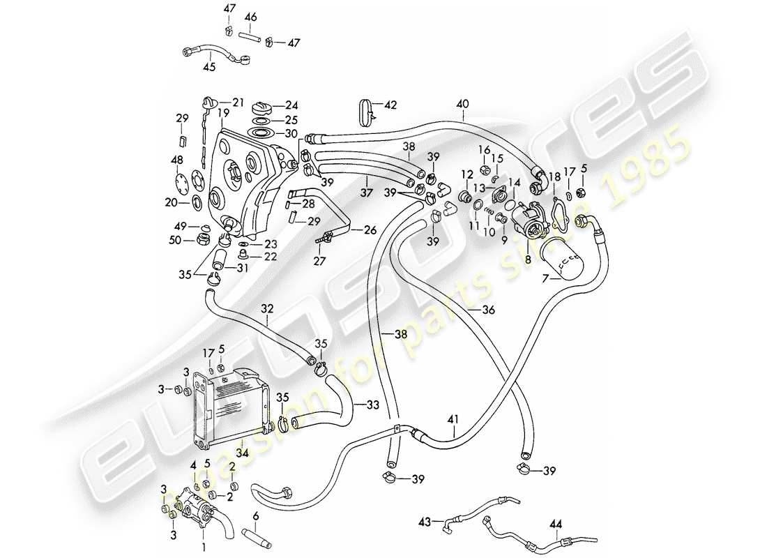 porsche 1973 (911) lubricación del motor - tipo 911/51/52/57 - d - mj 1972>> - mj 1973 diagrama de piezas