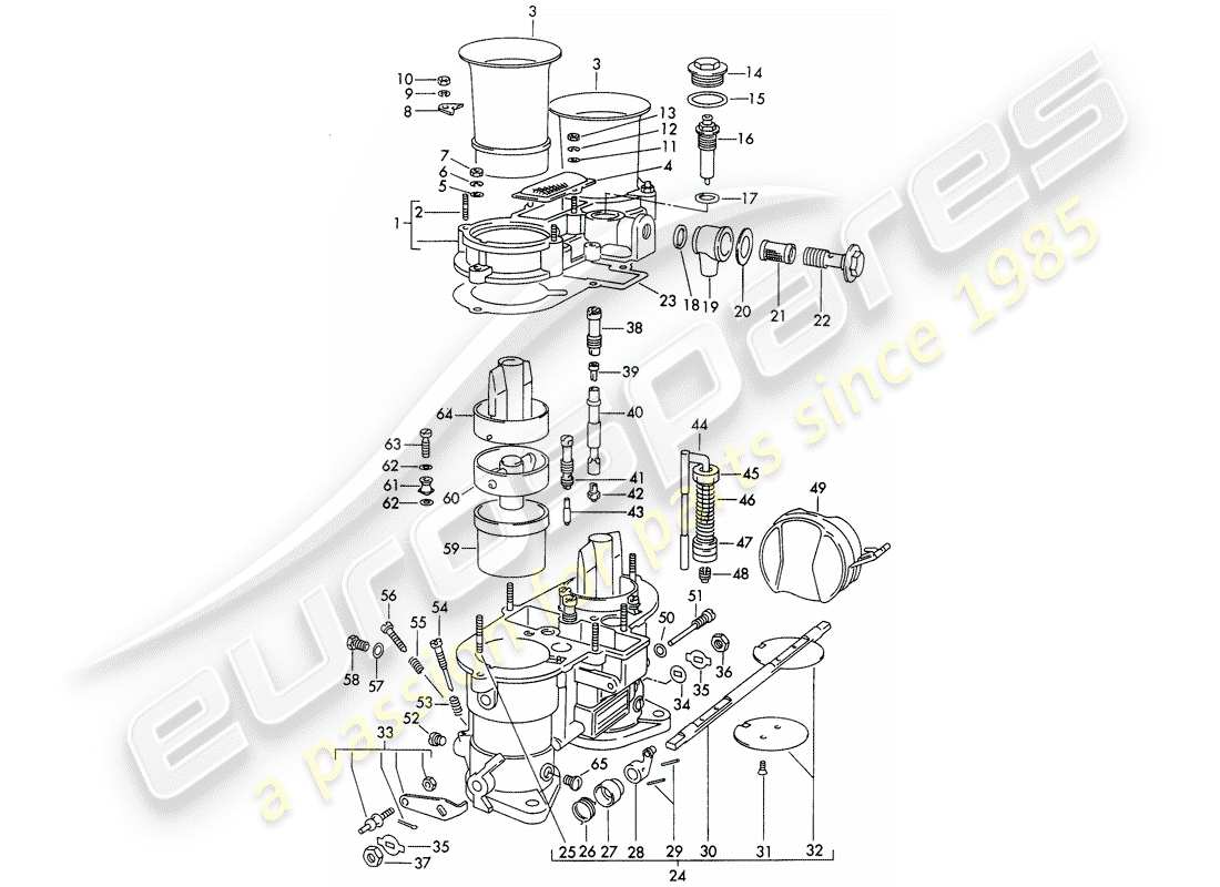 porsche 356b/356c (1962) piezas únicas - para - carburador - weber 46 idm 2 diagrama de piezas