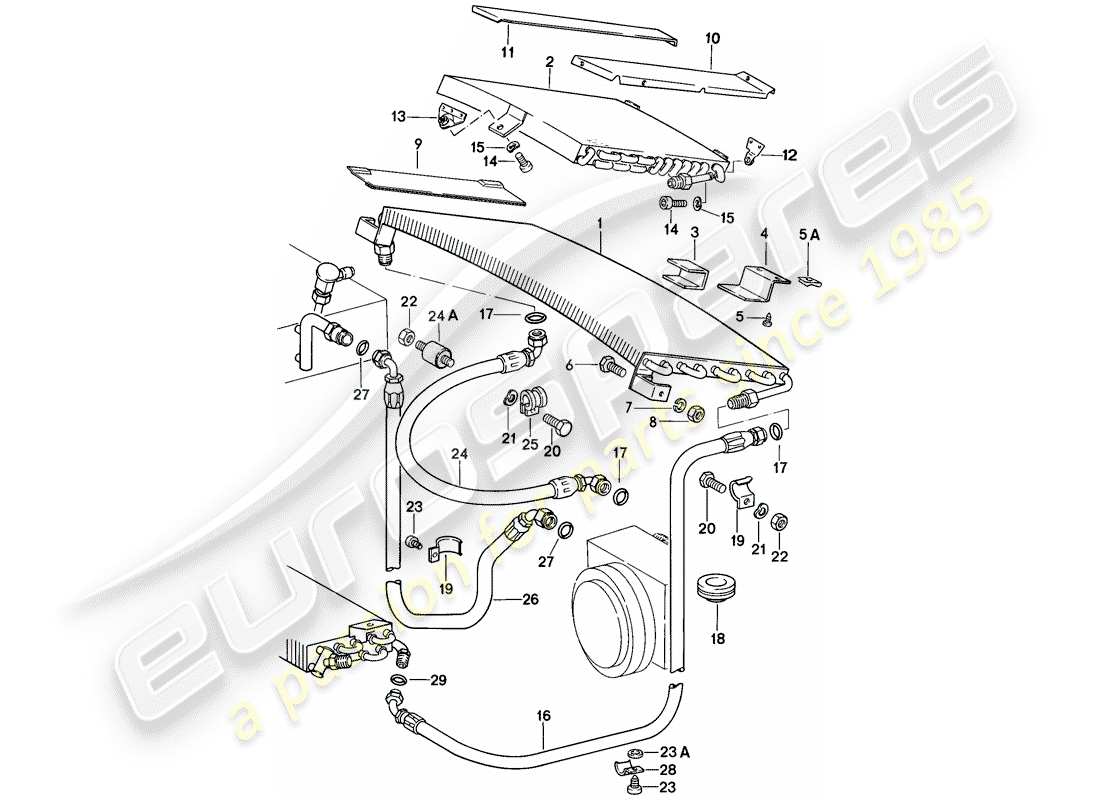 porsche 1988 (911) condensador - líneas - accesorios y otros diagrama de piezas