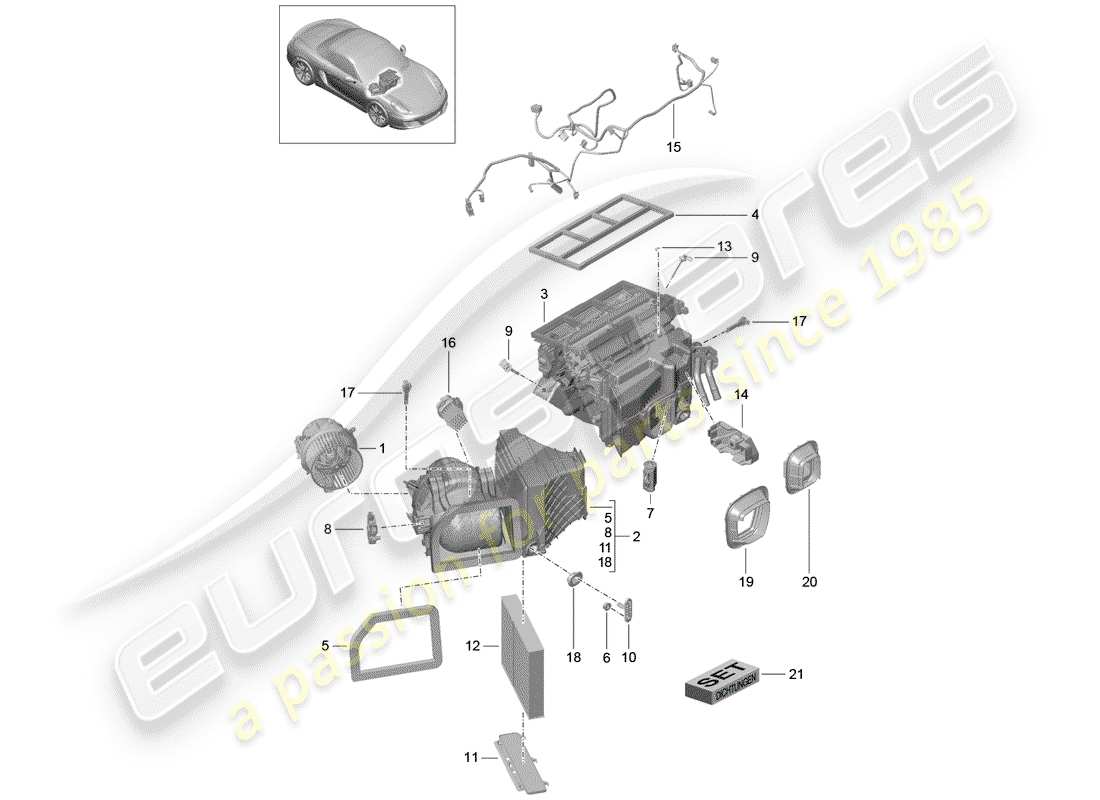 porsche 2012 (981 boxster) diagrama de piezas del aire acondicionado